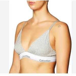 Calvin Klein Grey Soft Cotton Triangle Cross Back Bralette